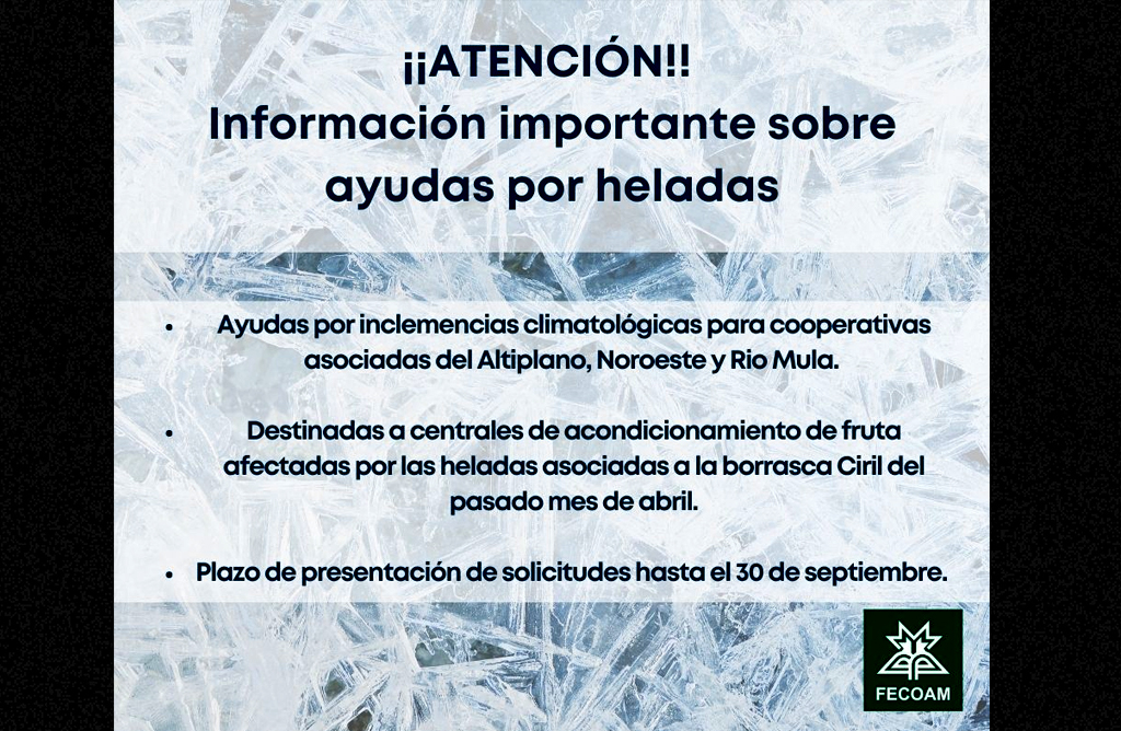 Más de 12 millones de euros para las centrales frutícolas afectadas por las heladas de abril